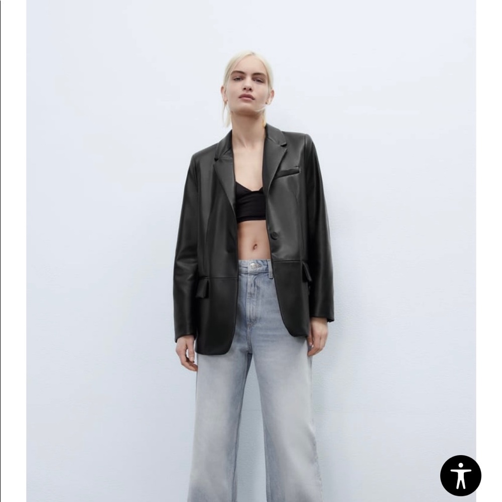 Zara Faux leather Blazer. Size Small